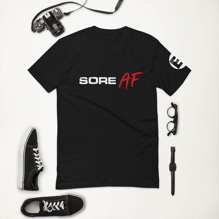 Sore AF with sleeve logo - Short Sleeve T-shirt